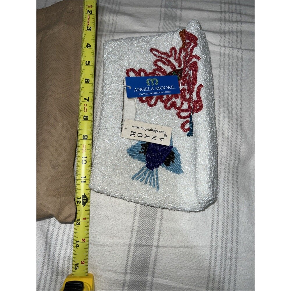 Beaded Sea Print Fold Over Clutch